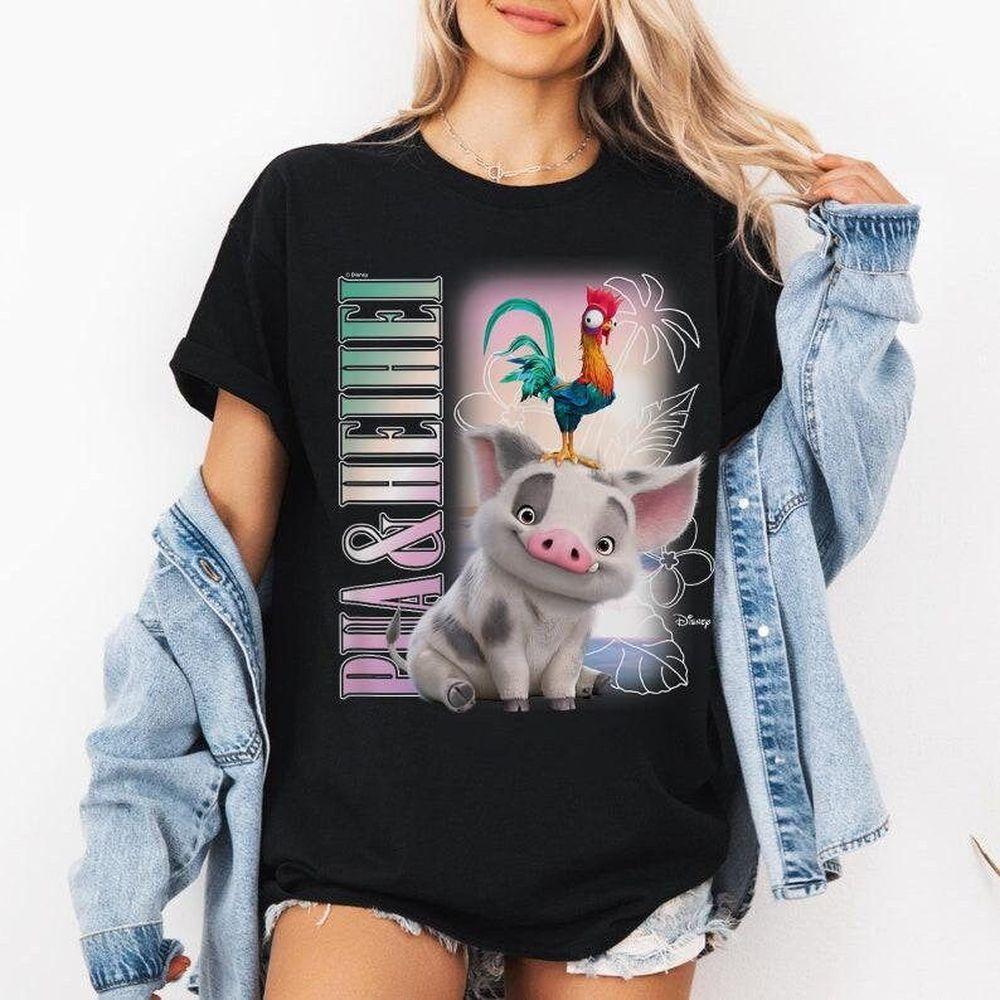 Disney Moana 2 Pua Hei Hei Retro Bootleg T-shirt Disney Family Matching Tee Disney Moana Pua Pig Shirt Magic Kingdom Park Wdw Trip Tee Design T-shirt